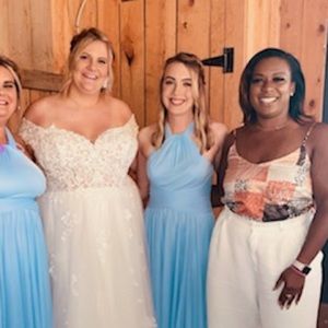 David’s Bridal blue bridesmaid dress
